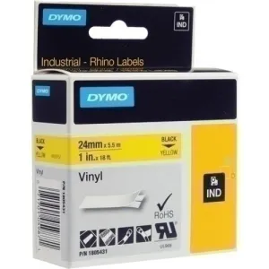 CINTA DE ROTULAR DYMO RHINO ID1 VINILO 5,5M 24MM NEGRO SOBRE AMARILLO (1805431)