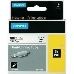 CINTA DE ROTULAR DYMO RHINO ID1 TERMO RETRACTIL 1,5M 6MM NEGRO SOBRE BLANCO (18051)