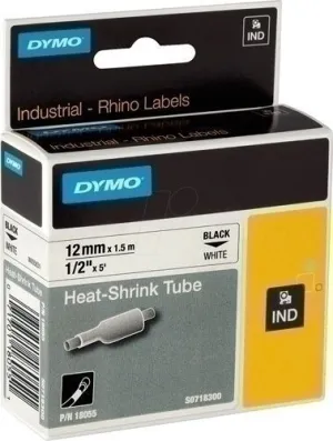 CINTA DE ROTULAR DYMO RHINO ID1 TERMO RETRACTIL 1,5M 12MM NEGRO SOBRE BLANCO (18055)