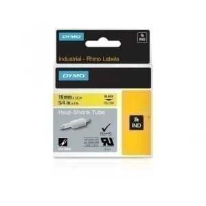 CINTA DE ROTULAR DYMO RHINO ID1 TERMO RETRACTIL 1,5M 19MM NEGRO SOBRE AMARILLO (18058)