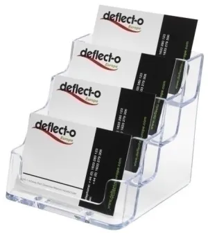 PORTATARJETAS SOBREMESA DEFLECT-O 4 COMPARTIMENTOS HORIZONTAL CRISTAL