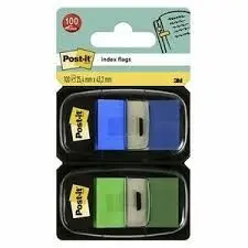 3M MMM BANDERITAS POST-IT 25,4X43,1 AZUL 50U, VERDE 50UNIDADES