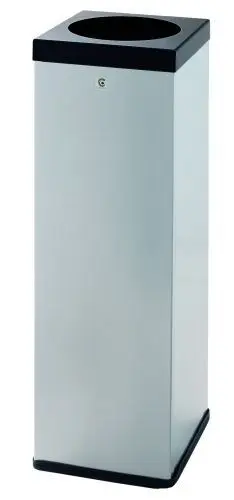 PAPELERA CILINDRO METALICA P-71 ZONAS COMUNES CON SUJECION DE BOLSAS CUERPO 9006 TAPA NEGRA