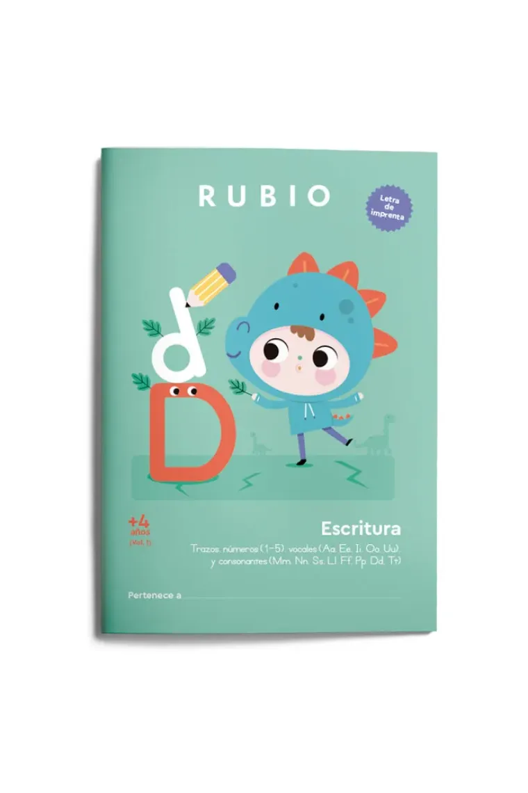 ESCRITURA CON LETRA DE IMPRENTA +4 AÑOS VOLUMEN 1 A4 RUBIO