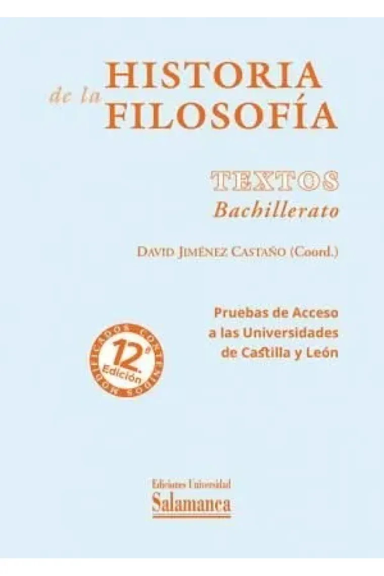 HISTORIA DE LA FILOSOFIA TEXTOS BACHILLERATO 12 ED