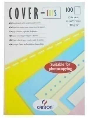 TAPA DE ENCUADERNAR CANSON COVER-IRIS A4 CARTULINA 185 G BLANCO CAJA DE 100