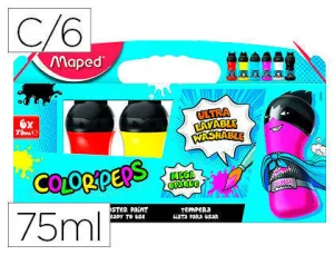 TEMPERA MAPED COLOR PEPS ULTRA LAVABLE CAJA DE 6 COLORES SUR