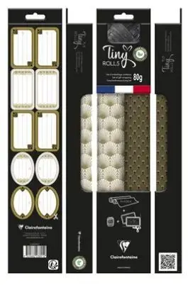 CLAIREFONTAINE PAPEL DE REGALO 80GR PACK 2 ROLLOS 5MX0,35M + CINTA RAFIA 20M + ETIQUETAS REGALO 223891C