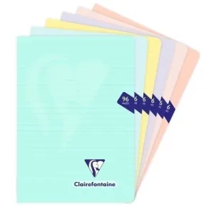 LIBRETA CLAIREFONTAINE POLIPROLILENO A5 CM 48 HJS. HORIZONTAL COLORES PASTEL
