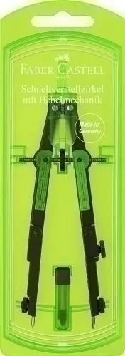 COMPAS FABER CASTELL MECANISMO PALANCA VERDE NEON