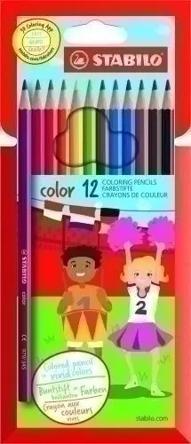 STABILO COLOR PACK CON 12 LAPICES DE COLORES - MINA DE 2.5MM - IDEAL PARA EL COLEGIO - COLORES SURTIDOS