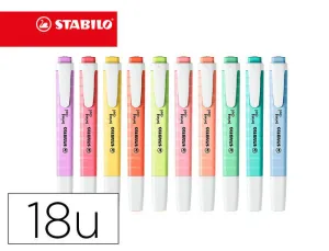 ROTULADOR STABILO FLUORESCENTE SWING COOL PASTEL DESKSET ESTUCHE DE 18 UNIDADES COLORES SURTIDOS