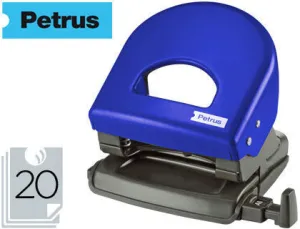PETRUS 62 TALADRO METALICO - HASTA 30 HOJAS - MARCAS DE FORMATO - FACIL VACIADO - PUNZONES 5.5MM - COLOR AZUL