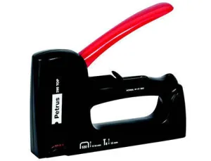 PETRUS 295 TOP CLAVADORA/GRAPADORA - PARA GRAPAS 530/6 A 14MM Y PINS TIPO 8 DE 15MM - AJUSTE DE POTENCIA - COLOR NEGRO/ROJO
