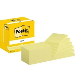 POST-IT PACK DE 12 BLOCS DE 100 NOTAS ADHESIVAS REPOSICIONABLES - FORMA RECTANGULAR - 76X127MM - COLOR AMARILLO CLARO