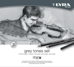 SET LYRA REMBRANDT TONOS GRISES CAJA METALICA DE 25