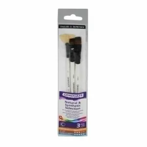 DALER ROWNEY GRADUATE PACK DE 3 PINCELES MULTITECNICA - PELO DE CERDA Y PELO SINTETICO - MANGO CORTO