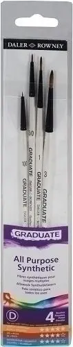 DALER ROWNEY GRADUATE PACK DE 4 PINCELES MULTITECNICA - PELO SINTETICO - MANGO CORTO