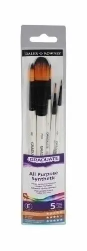 DALER ROWNEY GRADUATE PACK DE 5 PINCELES MULTITECNICA - PELO SINTETICO - MANGO CORTO