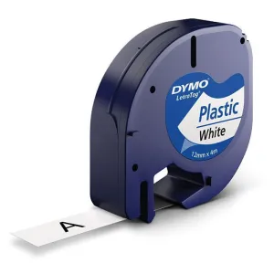 DYMO LETRATAG S0721610/S0721660 CINTA DE ETIQUETAS ORIGINAL PARA ROTULADORA - TEXTO NEGRO SOBRE FONDO BLANCO - ANCHO 12MM X 4 METROS (91201/91221)