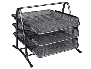 Q-CONNET BANDEJA SOBREMESA METALICA REJILLA COLOR NEGRO 3 BANDEJAS 350X278X275MM CS35097