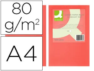 PAPEL COLOR Q-CONNECT DIN A4 80GR ROJO INTENSO PAQUETE DE 50