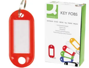 CAJA LLAVEROS PORTAETIQUETAS 100UDS COLOR ROJO
