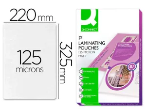 CONNECT CAJA DE 100 BOLSAS DE PLASTIFICACIÓN FOLIO FORMATO 220X325 MM. ESPESOR 125 MICRAS. REFERENCIA CS19468