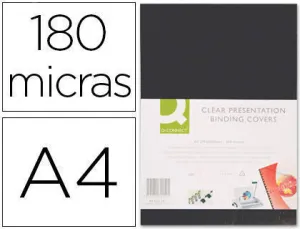 TAPA DE ENCUADERNACION Q-CONNECT PVC DIN A4 OPACA NEGRA 180