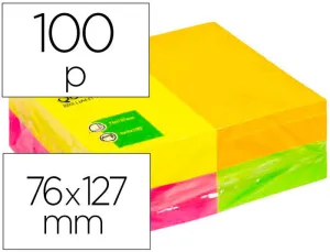 BLOC DE NOTAS ADHESIVAS QUITA Y PON Q-CONNECT 125X75 MM CON