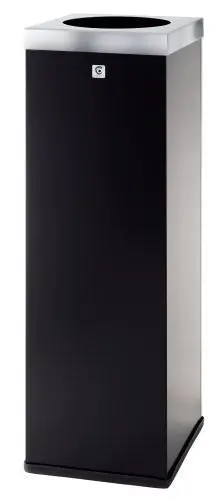 PAPELERA CILINDRO METALICA P-71 ZONAS COMUNES CON SUJECION DE BOLSAS CUERPO NEGRA TAPA 9006