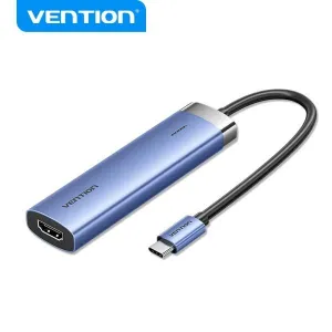 VENTION T6E HUB USB-C 5 EN 1 - TRANSFERENCIA 5 GBPS - PANTALLA 4K - CARGA RAPIDA 100W - COLOR AZUL