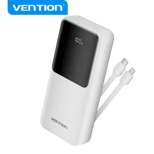 VENTION POWER BANK 20.000MAH - MULTIPLES INTERFACES USB - CARGA RAPIDA - CABLE USB-C INCLUIDO - COLOR BLANCO