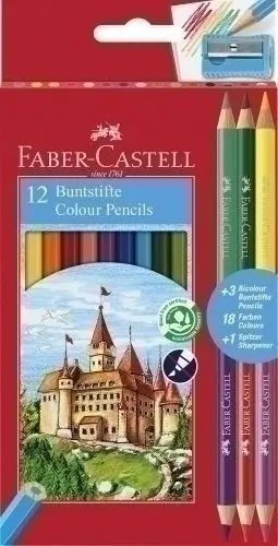 LAPICES DE COLORES FABER-CASTELL ESTUCHE DE 12 + 3 BICOLOR