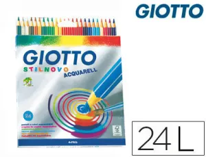 GIOTTO STILNOVO ACQUARELL PACK DE 24 LAPICES DE COLORES ACUARELABLES HEXAGONALES - MINA 3.3 MM - MADERA - COLORES SURTIDOS