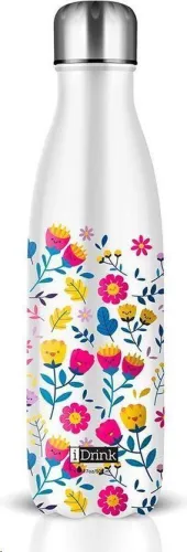 BOTELLA TERMICA FLORES 500ML ACERO INOXIDABLE