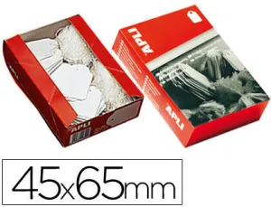 APLI PACK DE 400 ETIQUETAS COLGANTES 45X65MM - AGUJERO PREPERFORADO - CON HILO DE POLIESTER BLANCO - COLOR BLANCO