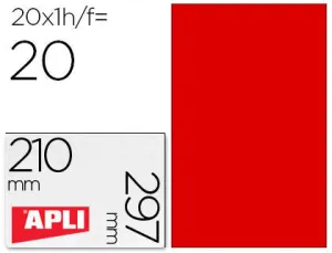#APLI BOLSA 20 HOJAS ETIQUETAS FLUORESCENTES ROJAS LASER Y FOTOCOPIADORA 20 UDS. 210X297 MM REF. 2880