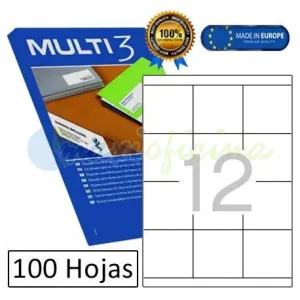 ETIQUETAS MULTI3 0A4 INK LASER 0,70X6 7,7 100HOJAS 1200UNIDADES BLANCO