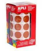 APLI GOMETS REDONDOS MARRON Ã 20MM - 59 HOJAS PRETROQUELADAS - 1770 GOMETS POR ROLLO - ADHESIVO BASE AGUA - NORMAS EN-71 Y CADENA DE CUSTODIA FSC