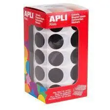 APLI PACK DE 1.770 GOMETS REDONDOS Ã 20MM - ADHESIVO PERMANENTE BASE DE AGUA - LIBRE DE DISOLVENTES - COLOR NEGRO