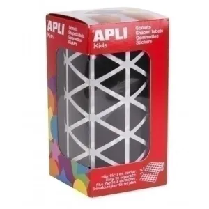 APLI GOMETS TRIANGULARES NEGROS - TAMAÃ±O 20 X 20 X 20MM - ADHESIVO PERMANENTE - 2832 GOMETS POR ROLLO - IDEAL PARA ESCUELAS Y TALLERES INFANTILES
