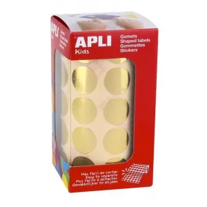APLI GOMETS REDONDOS ORO METALIZADO - TAMAÃ±O Ã 20MM - ADHESIVO PERMANENTE - 1770 GOMETS POR ROLLO - IDEAL PARA ACTIVIDADES CREATIVAS Y EDUCATIVAS