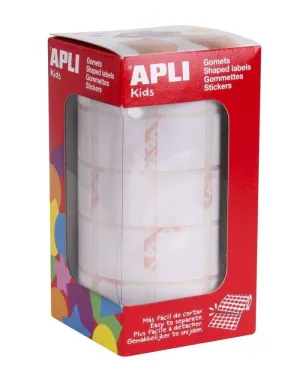 APLI ROLLO CON 1.770 GOMETS CUADRADOS 20X20MM - 59 HOJAS PRETROQUELADAS - IDEAL PARA ACTIVIDADES INFANTILES - NORMAS EN-71 Y FSC - COLOR BLANCO