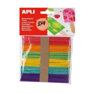 APLI PACK DE 50 PALOS POLO DE MADERA NATURAL 114 X 10 MM - COLORES SURTIDOS