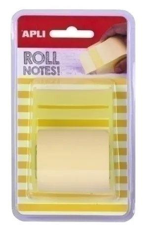 APLI DISPENSADOR NOTA ADHESIVA ROLLO - 50MM X 8M - FACIL DE USAR - ADHESIVO DE CALIDAD - AMARILLO PASTEL