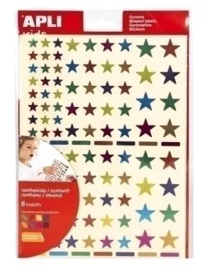 GOMETS APLI BOLSA PERMANENTES 6H ESTRELLAS MULTICOLOR 7 COL.SURT.(METALIZADOS) 624 UDS. (18396)