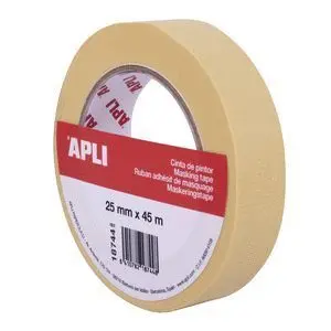 APLI CINTA PINTOR 25MM X 45M - FACIL DE CORTAR Y APLICAR - ADHESION FUERTE Y DURADERA - RESISTENTE A LA HUMEDAD Y A LA ABRASION - AP18744