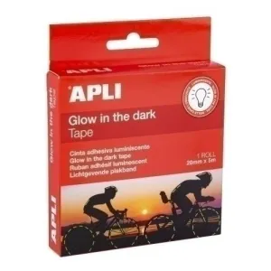APLI CINTA ADHESIVA LUMINISCENTE - BRILLA HASTA 6 HORAS - IDEAL PARA ADVERTENCIAS Y DECORACIONES - ABSORBE LUZ EN 15 MINUTOS - COLOR BLANCO