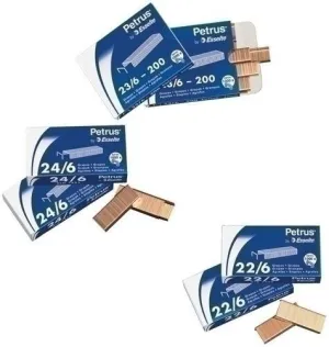PETRUS CAJA DE 1000 GRAPAS 23/10 COBREADAS - HASTA 70 HOJAS - PATILLA DE 10MM